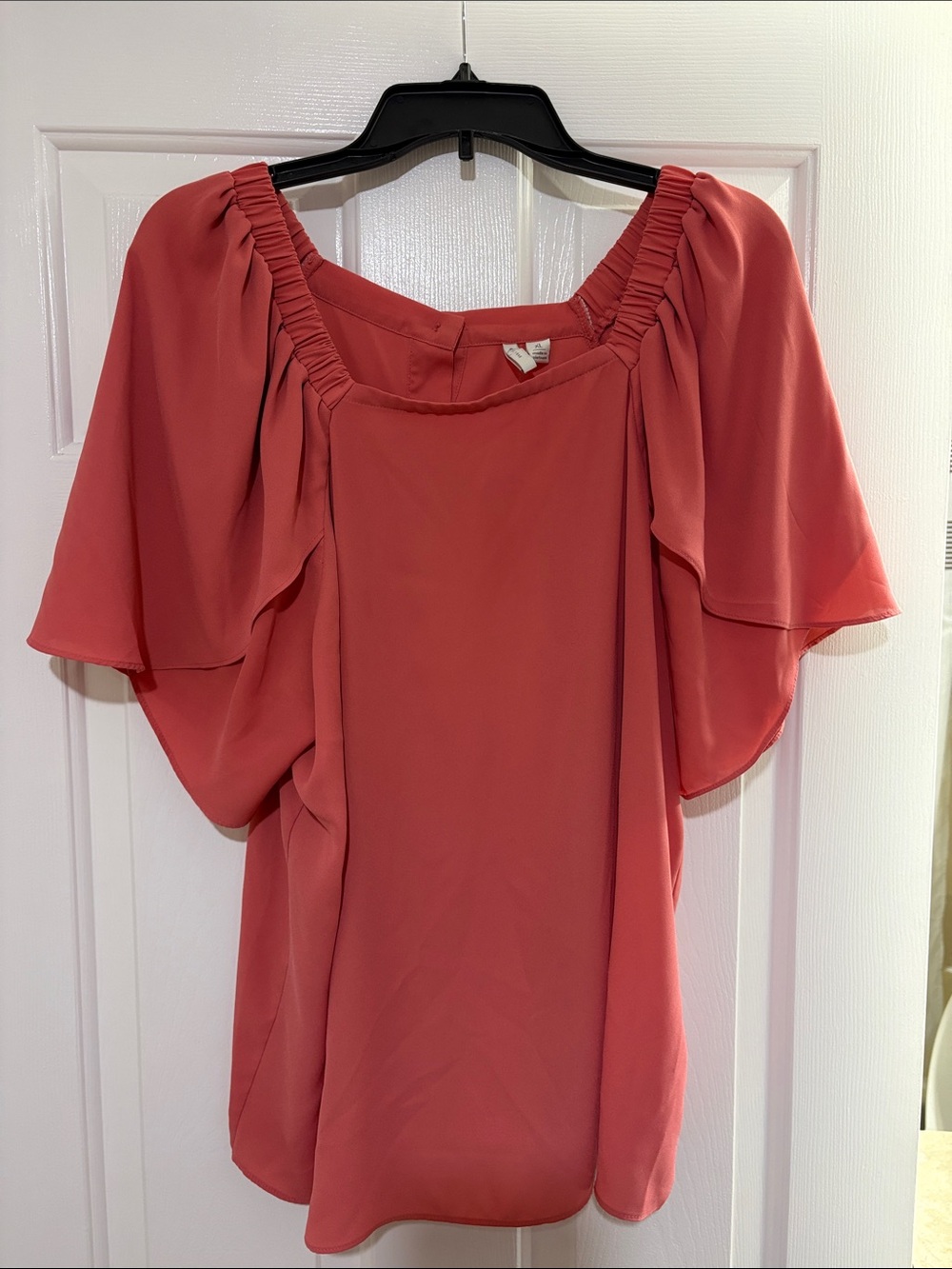 Cato Coral-Rose Flutter Sleeve Blouse